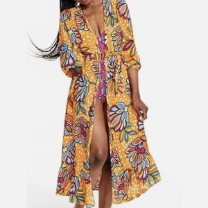 Tabitha Brown for Target Floral/Polka Dot Midi Dress Cover-Up Medium